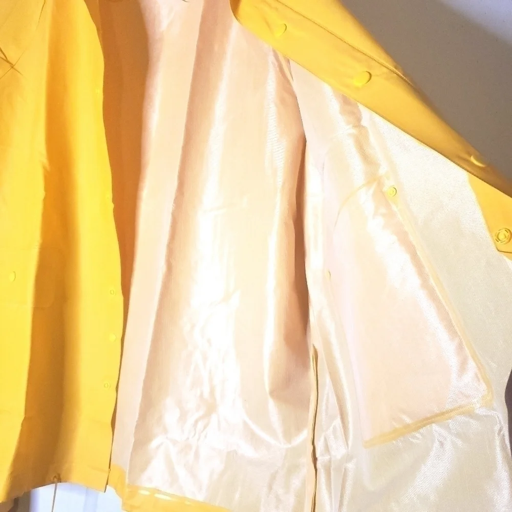 💕5 For $20 Rokk Mens Yellow Rain Jacket Waterproof Sz L (No Hood)